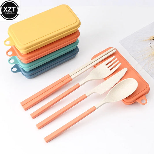 Foldable Wheat Straw Cutlery Set – Eco-friendly Travel Dinnerware