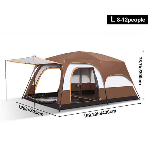 2025 Upgraded 4 Season Camping Tent – Ideal for 3-12 Person Family Adventures