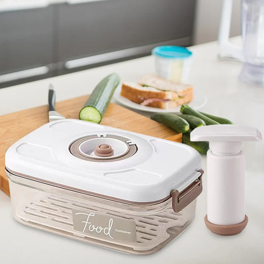 Vacuum Food Storage Box with Time Compass &amp; Air Pump – Large Capacity Organizer
