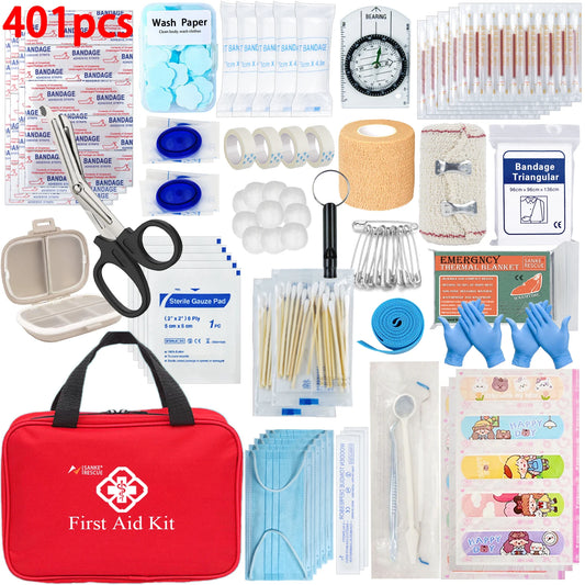 First Aid Kit 26-401 Piece Tactical Emergency Kit for Survival