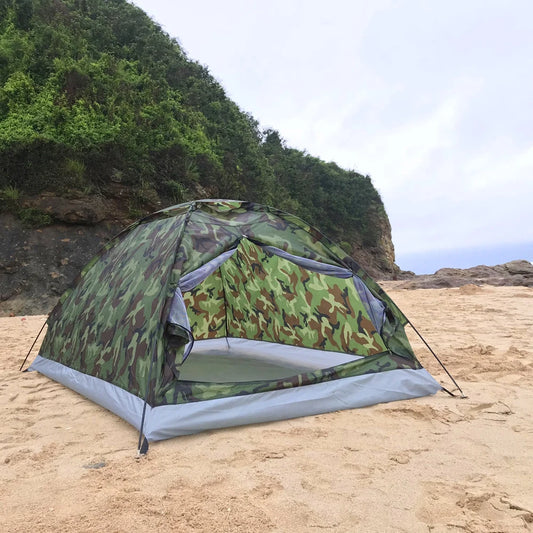 Portable Camouflage Camping Tent – Waterproof &amp; Windproof for Outdoor Adventures