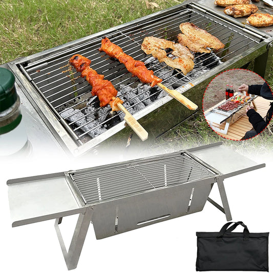 Stainless Steel Folding Barbecue Grill – Portable &amp; Smokeless Outdoor Cooking