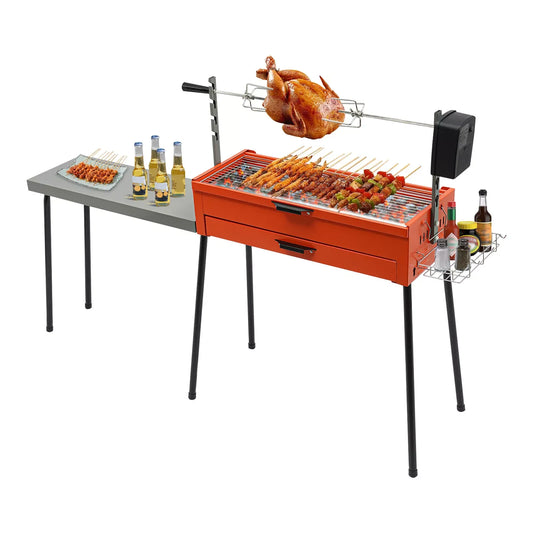 Versatile BBQ Grill with Detachable Side Table for Outdoor Cooking