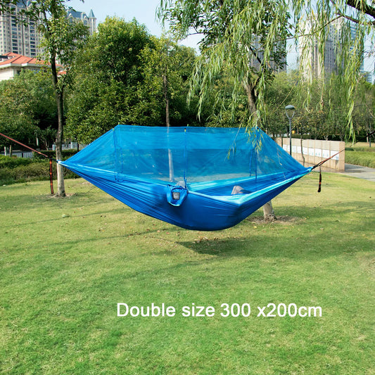 Portable Nylon Camping Hammock with Mosquito Net – Single &amp; Double Size