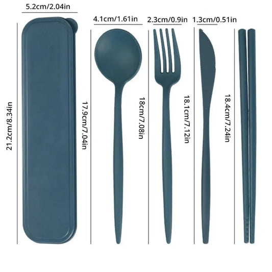 [Hot Sales] Eco-Friendly Wheat Straw Cutlery Set – Portable 4-Piece Utensils