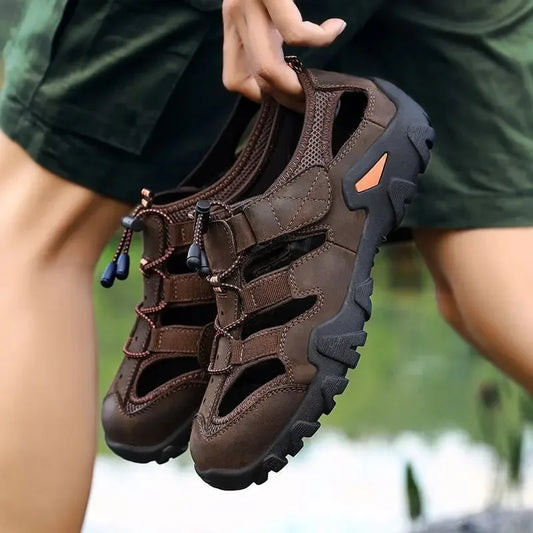 New Summer Men's Sandals – Genuine Leather, Antiskid, Breathable Outdoor Footwear