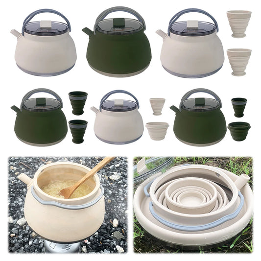 1.5L Outdoor Folding Silicone Kettle – Portable and Collapsible for Travel