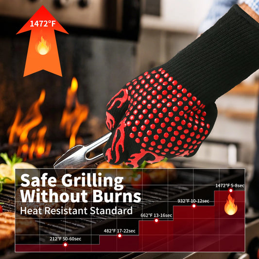 Flame Retardant Non-slip BBQ Fire Gloves – Ultimate Heat Protection