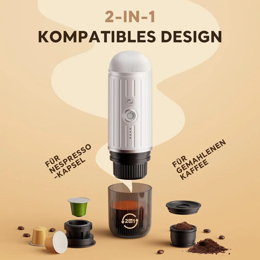 IKAPE Espresso Portable Coffee Machine – 2-in-1 Capsule Espresso Maker