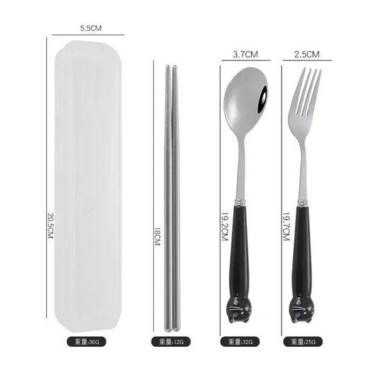 Portable Cartoon Tableware Set for Kids – Fun &amp; Durable Utensils with Case