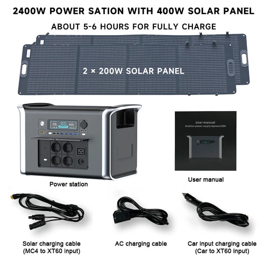 Portable Power Station – 1000W/2000W Solar Generator for Camping