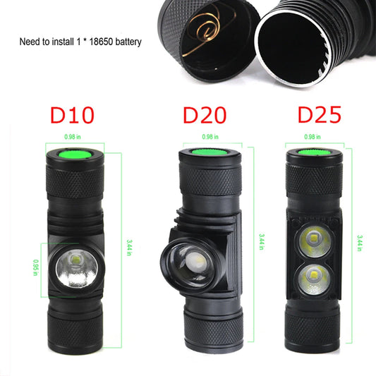 BORUiT D10/D25 LED Headlamp – Rechargeable Flashlight for Outdoor Adventures