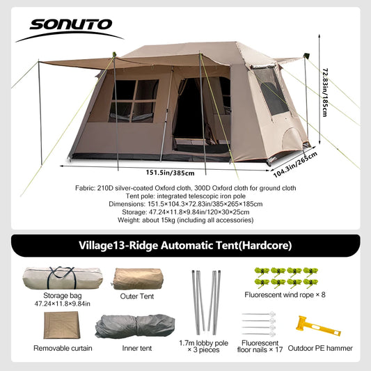 Sonuto Automatic Large Camping Tent – Ideal for Family Outdoor Adventures