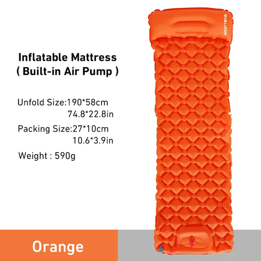 WESTTUNE Ultralight Camping Inflatable Mattress with Built-in Pillow