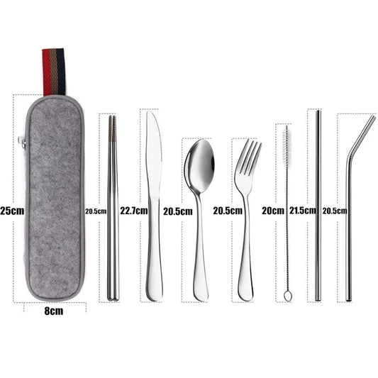 Essential 8-Piece Reusable Travel Cutlery Set for Eco-Conscious Travelers