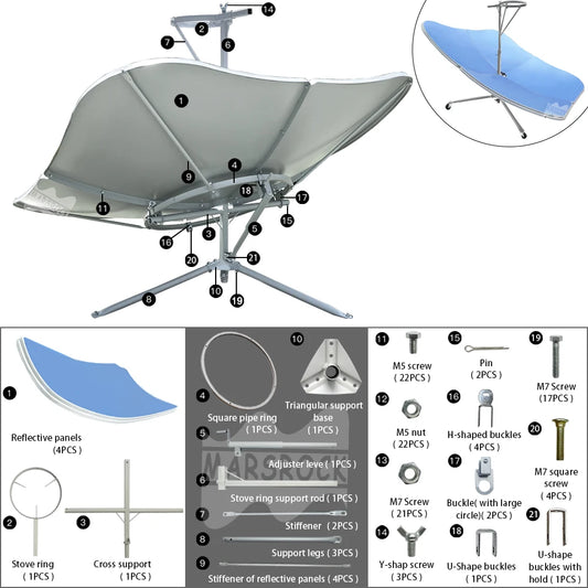 2000W Solar Cooker: Portable Outdoor BBQ Sun Reflective Heaters