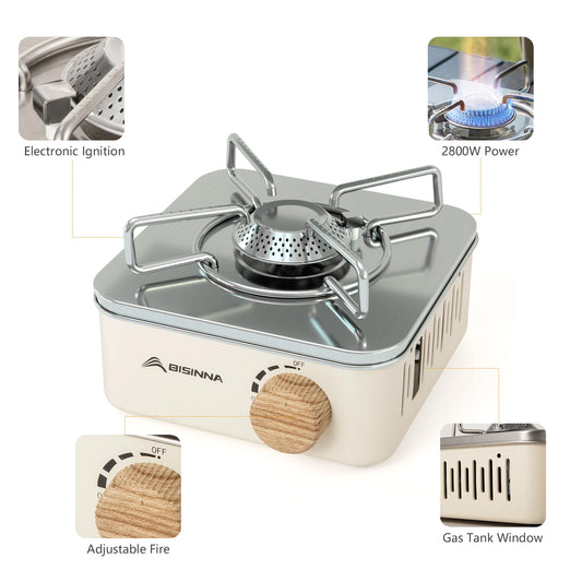 BISINNA Camping Gas Stove – Portable High Firepower Outdoor Gas Burner