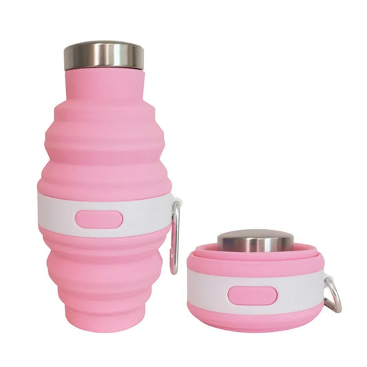Reusable Collapsible Water Bottles – Silicone Hiking Cups with Carabiner