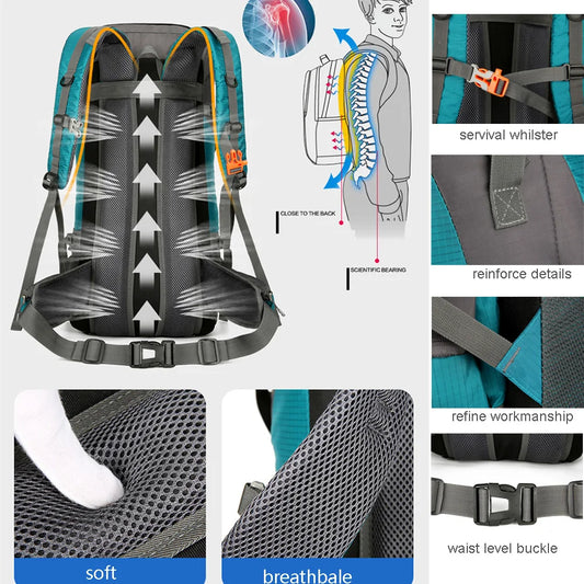 70L Nylon Camping Backpack – Durable Travel Bag for Outdoor Adventures