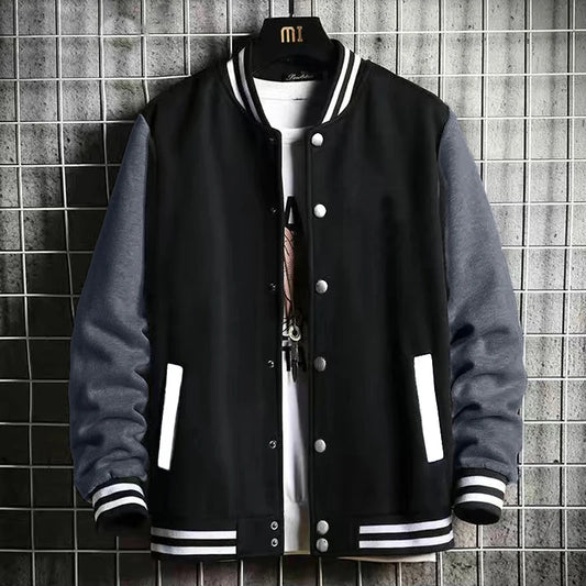 Black Gray White Solid Color Oversize Jacket – Unisex Street Style