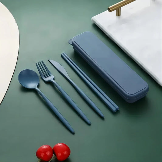 [Hot Sales] Eco-Friendly Wheat Straw Cutlery Set – Portable 4-Piece Utensils
