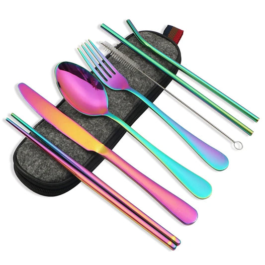 Essential 8-Piece Reusable Travel Cutlery Set for Eco-Conscious Travelers