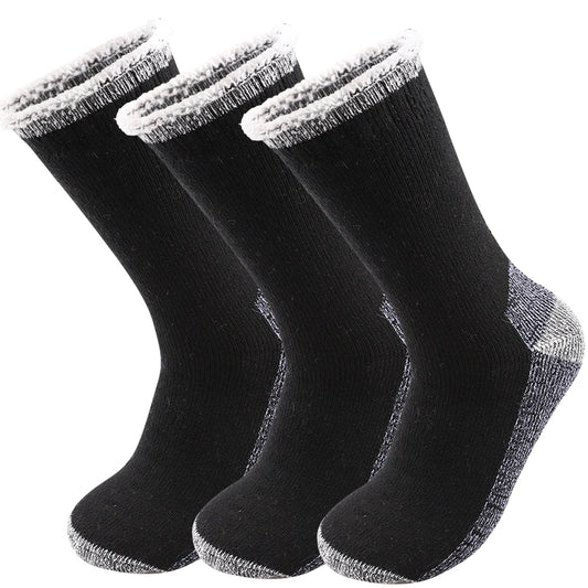 3Pairs Super Thick Merino Wool Socks Male Men Winter Thermal Cashmere Socks Fleece Terry Loop Middle Tube Socks High Quality