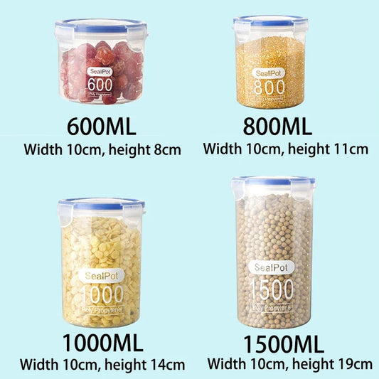 4Pcs Sealed Storage Box Set – Transparent Kitchen Food Organizers