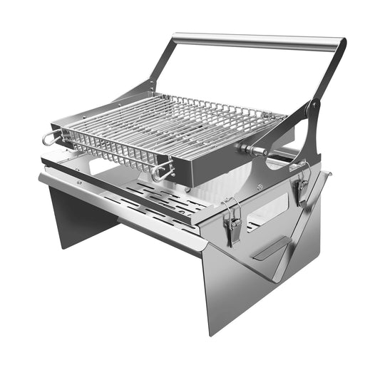 Portable BBQ Grill with 360° Rotating Top Grid for Camping