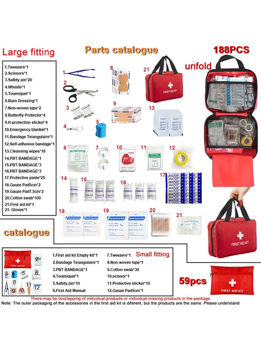 Comprehensive First Aid Kit – 188 Pieces for Every Situation
