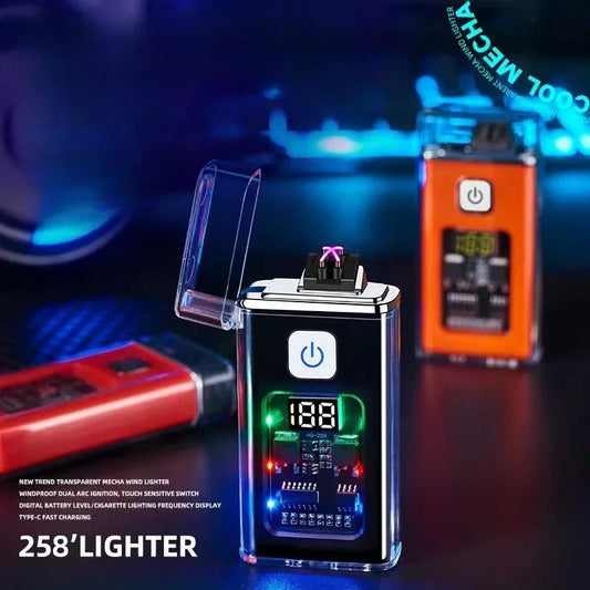 Stylish USB Rechargeable Electric Lighter – Dual ARC Plasma for Outdoor Use