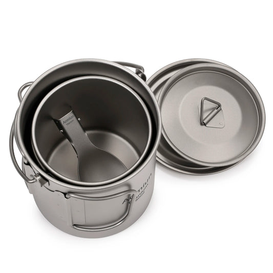 Lightweight Titanium Camping Cookware Set – Pot, Cup, and Spork